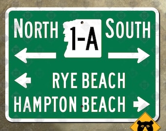New Hampshire Route 1A Rye Hampton Beach highway road sign
