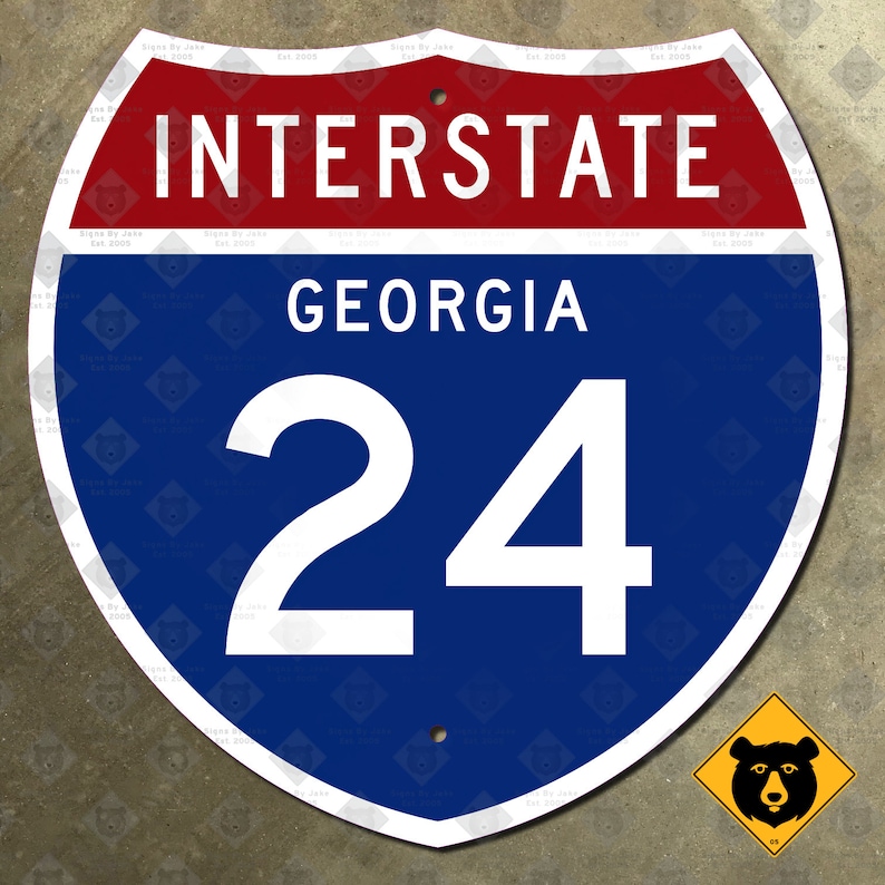 Georgia Interstate 24 Route Marker Highway Sign 1957 Raccoon Mountain ...