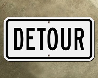 DETOUR highway road sign route marker auxiliary supplemental 1948 banner