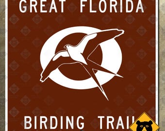 Great Florida Birding Trail highway marker road sign brown