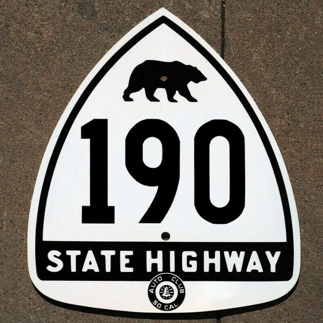 California ACSC Bear Route 190 Highway Road Sign Auto Club AAA Death ...