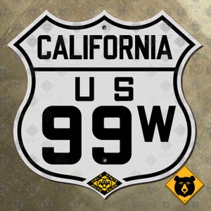 Placa de sinalização rodoviária da rota 99W da Califórnia CSAA US Auto Club AAA 99 I-5