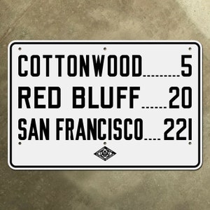 CSAA Cottonwood San Francisco California highway road sign 1934 US 99