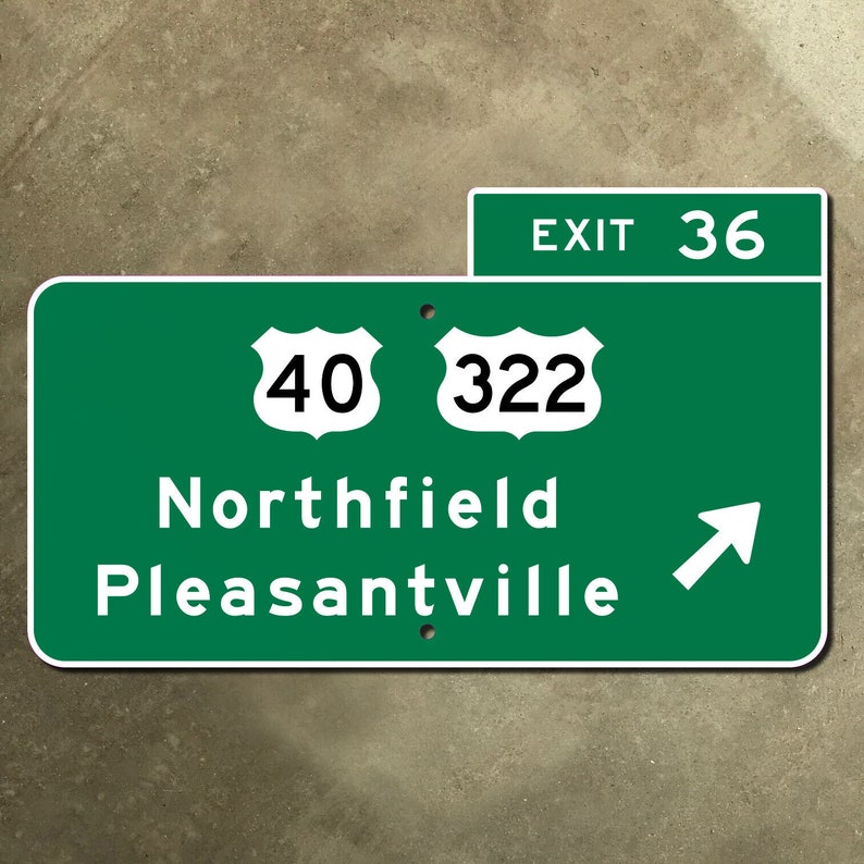New Jersey Parkway Exit 36 Northfield US Highway 40 322 Road Sign ...