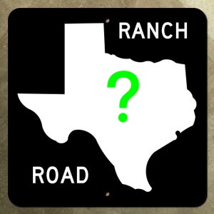 Texas CUSTOM Ranch to Market Route State Autobahn Marker Straßenschild Karte 1965