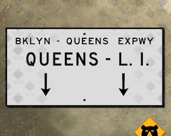 Brooklyn Queens Expressway highway marker road sign 1955 New York