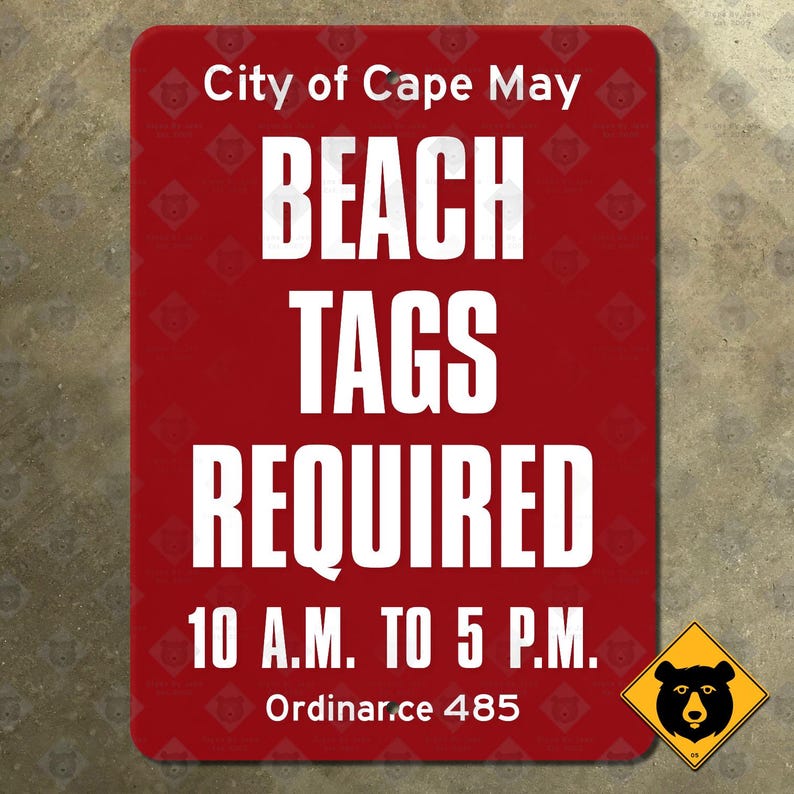 New Jersey Cape May Beach tagi wymagane znak przewodnika Ocean City Wildwoods zdjęcie 1