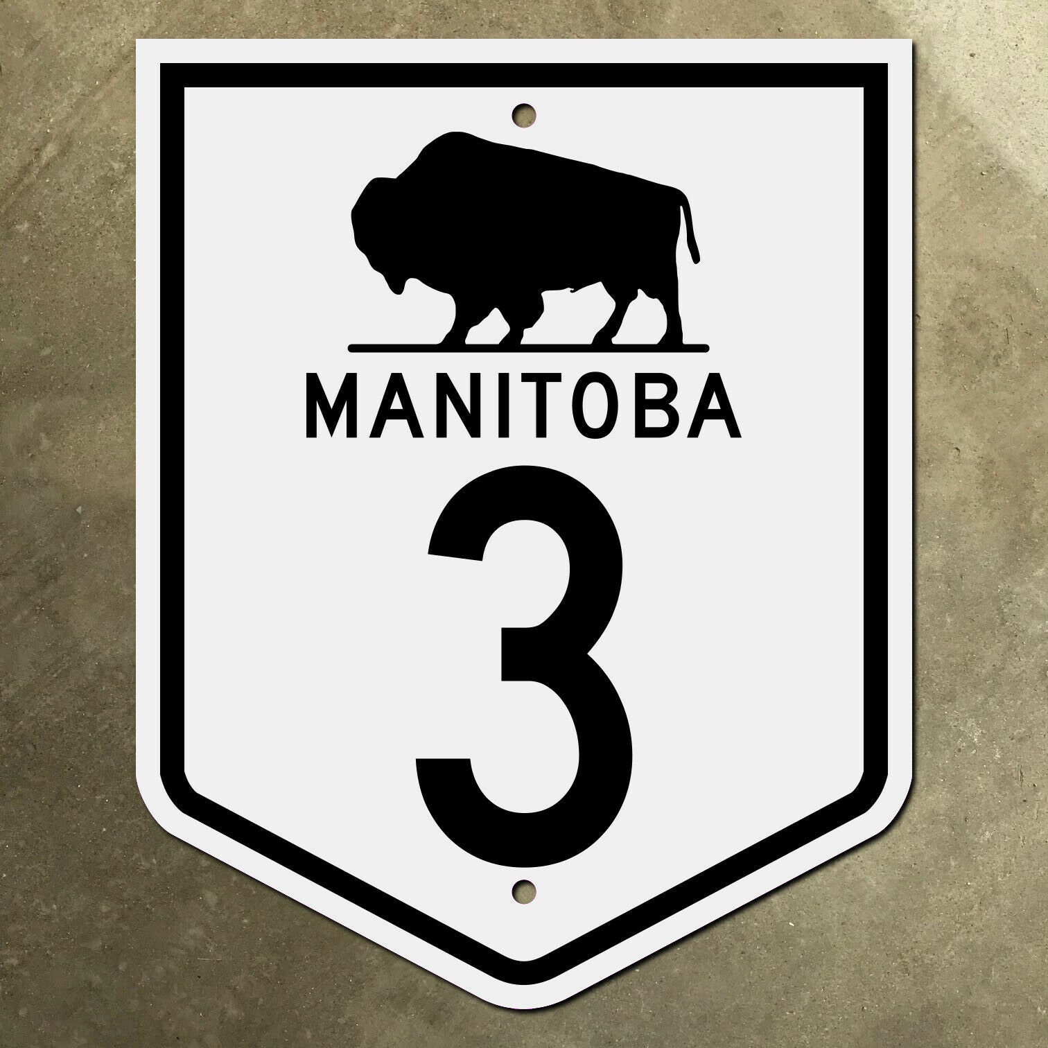 Manitoba provincial highway 3 route marker road sign Canada 1951 bison buffalo