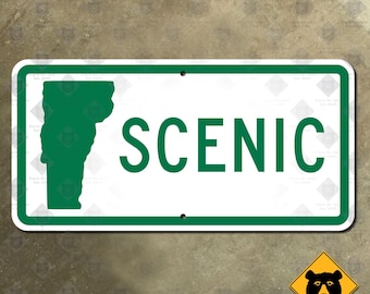 Vermont SCENIC highway marker road sign banner 1993 green