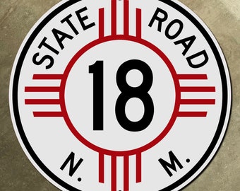 New Mexico zia state route 18 highway marker road sign Hobbs 1949