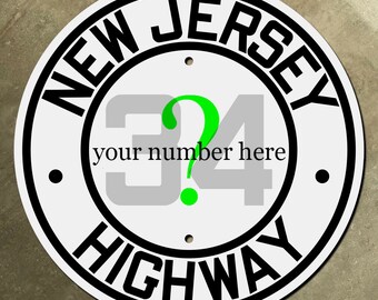 Custom New Jersey state route highway marker road sign 1927