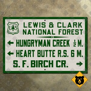 Montana USFS Lewis Clark National Forest Service Highway Trail Hungryman Creek Heart Butte guía firmar