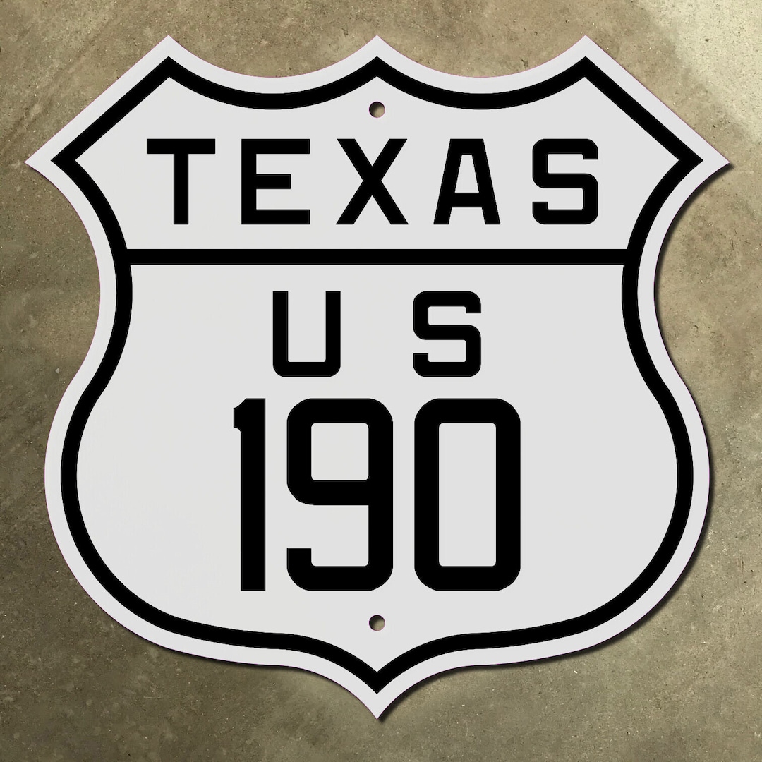 Texas US Highway 190 Route Shield Bryan Temple Killeen 1926 Road Sign ...