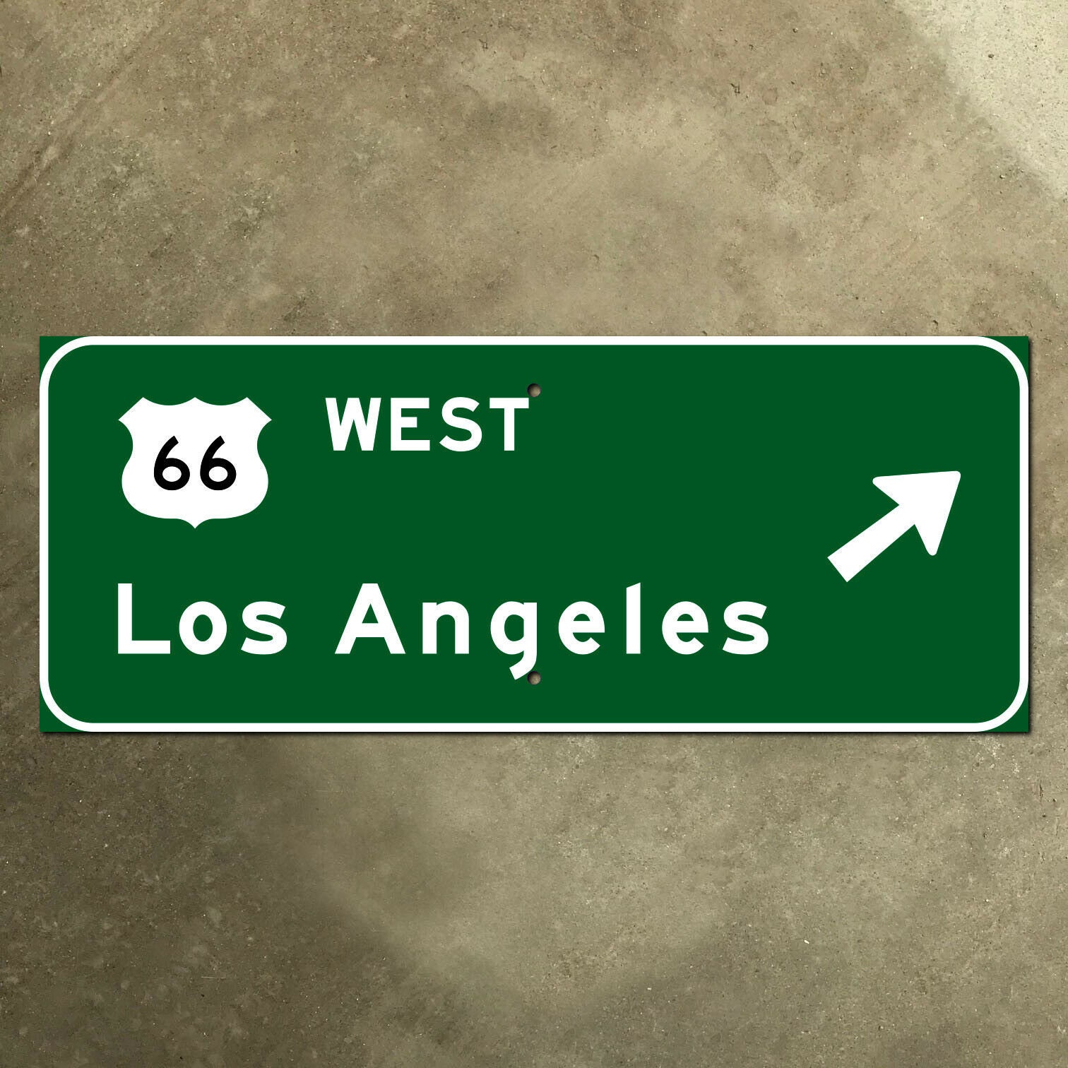 California US 66 Los Angeles Highway Road Freeway Guide Sign Green
