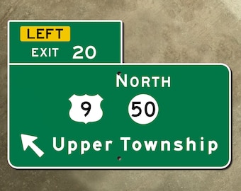 New Jersey Parkway salida 20 Ruta superior 50 carretera norte señal de tráfico Jardín