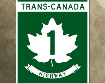 Trans-Canada highway 1 route marker road sign 1972
