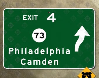 New Jersey highway marker road sign exit 4 Camden arrow turnpike 1961