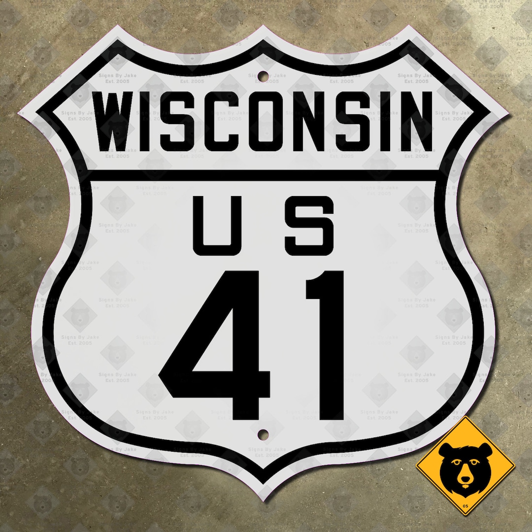 Wisconsin US Route 41 Highway Marker 1926 Road Sign Pleasant Prairie - Etsy