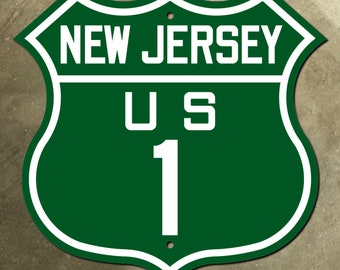 New Jersey US route 1 highway marker road sign shield 1955 green Trenton
