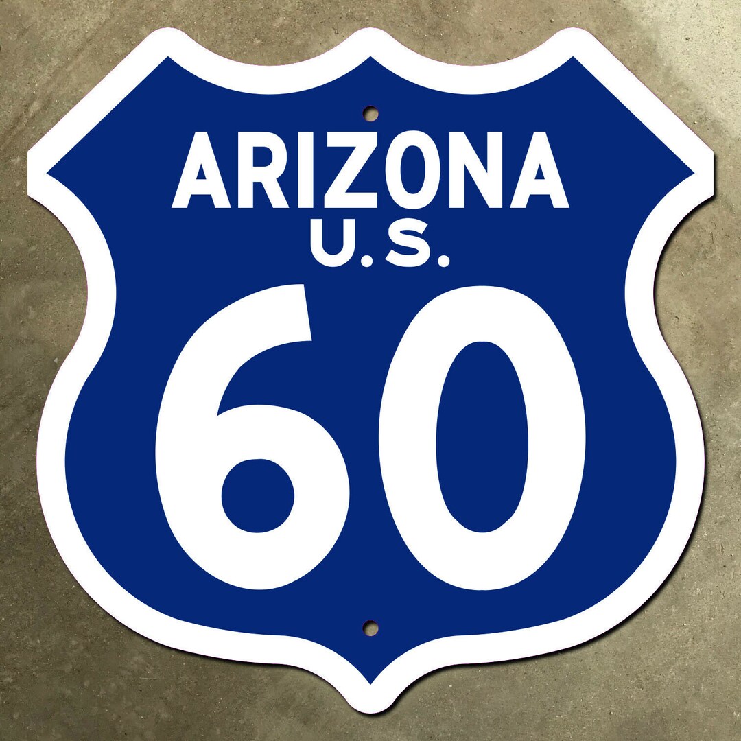 アリゾナ州 米国ルート 60 高速道路標識 道路標識 白 青 1957