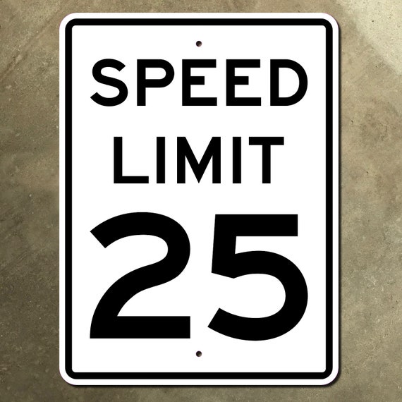 Speed Limit 25 Road Sign United States Street Highway Regulatory