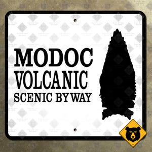 Modoc vulkanisk naturskön byway Kalifornien rutt motorvägsmarkör vägskylt svart