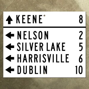 Keene New Hampshire road Highway guida segno 1950 freccia Silver Lake