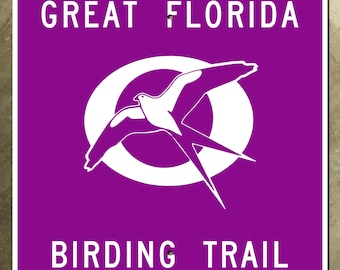 Great Florida Birding Trail highway marker road sign purple
