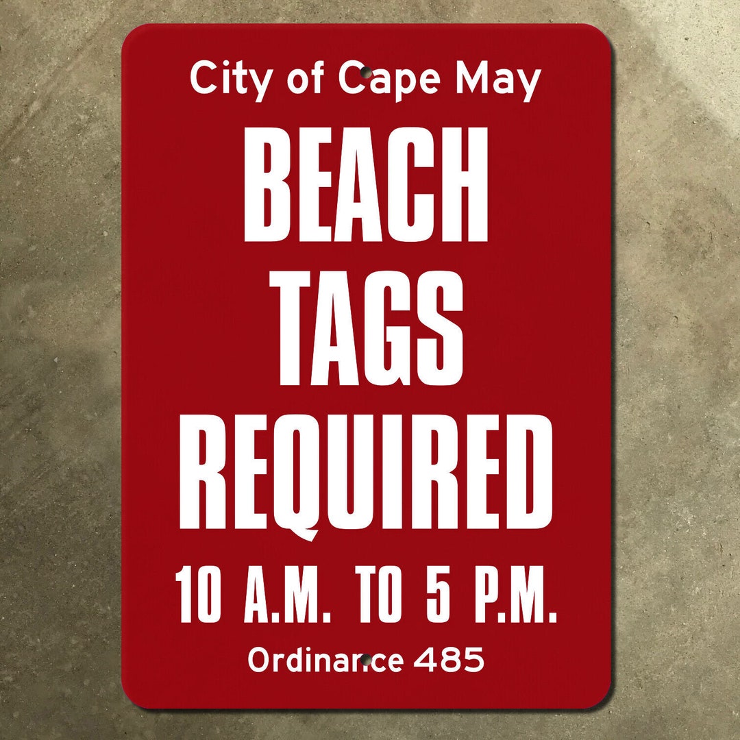 New Jersey Cape May Beach Tags Required Guide Sign Ocean City Etsy