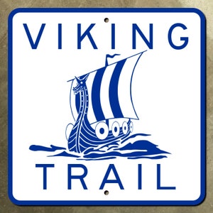 Minnesota Viking Trail routemarkering snelweg verkeersbord jaren 1990 schip draak