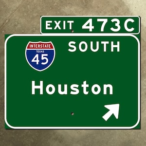 Texas Houston Interstate 45 South zjazd 473C 1961 znak drogowy