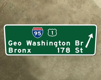 New York George Washington Bridge 95 US 1 highway marker road sign 1957