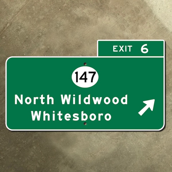 New Jersey parkway exit 6 North Wildwood state route 147 road sign Garden