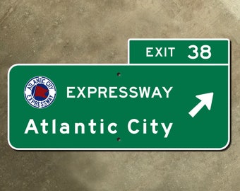 Marcador de carretera de Nueva Jersey señal de tráfico Atlantic City Expressway flecha autopista de peaje