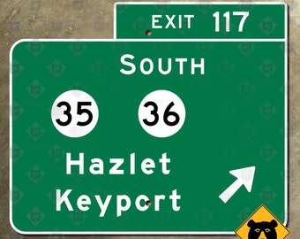 New Jersey parkway exit 117 Hazlet Keyport state route 35 36 road sign Garden