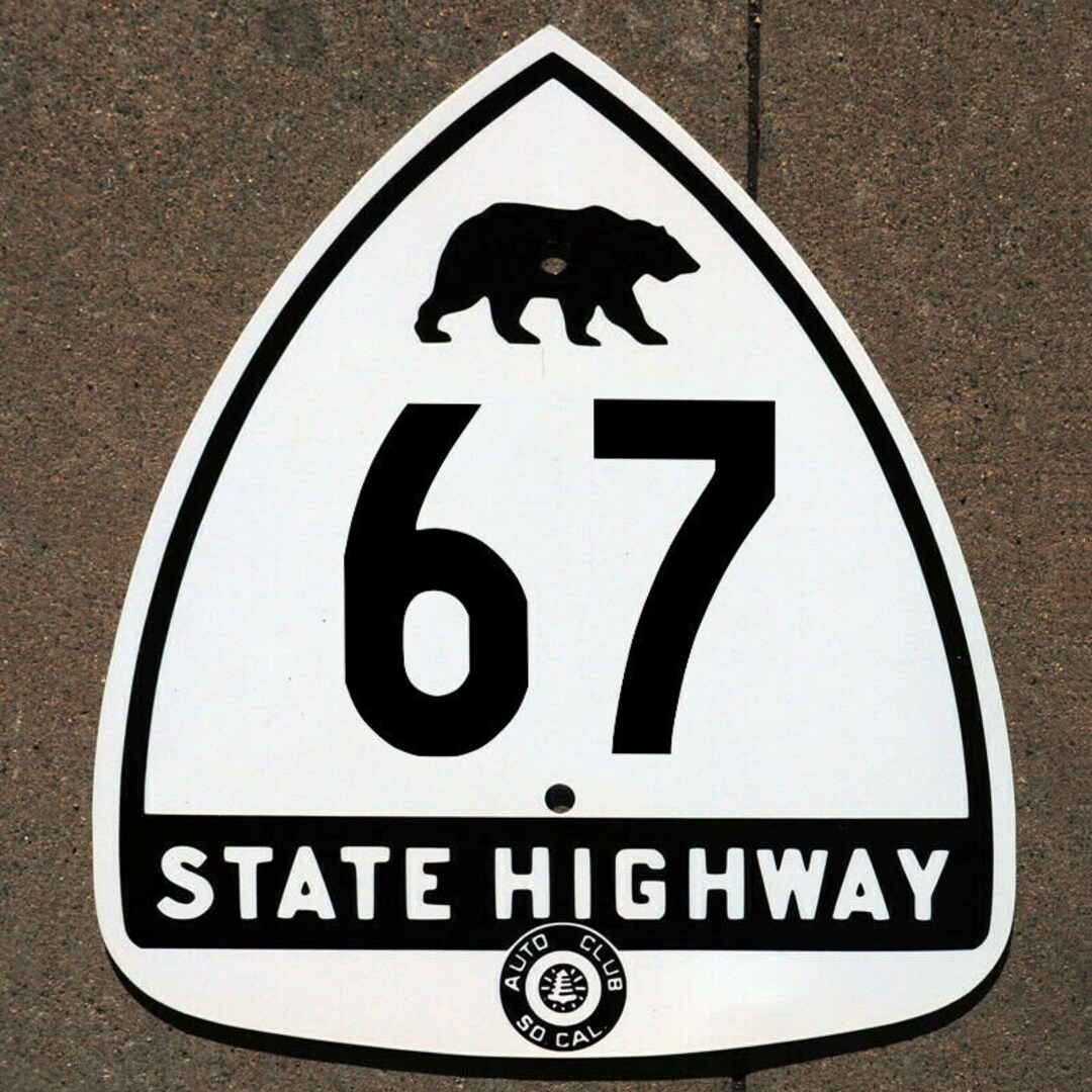 カリフォルニア ACSC ベア ルート 67 高速道路 道路標識 自動車クラブ 