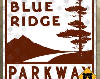 Blue Ridge Parkway North Carolina Virginia highway marker road sign 1953