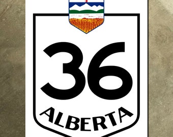 Znak drogowy autostrady prowincjonalnej Alberta 36, Kanada, tarcza z lat 70. XX wieku