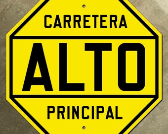 Mexico ALTO carretera principal stop main highway road sign 1930s