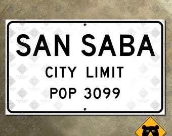 San Saba Texas city limit highway marker road sign 1956