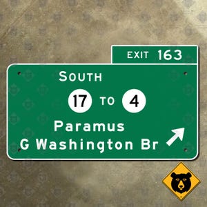 ニュージャージー・パークウェイ出口163番、パラマス州道17号線4番道路標識、ガーデン