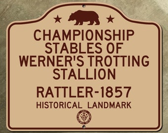 California Werner's Stallion historical marker highway road sign 1947