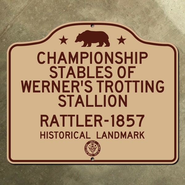 California Werner's Stallion historical marker highway road sign 1947