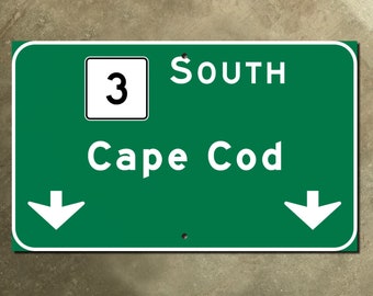 Massachusetts Cape Cod highway 3 south road sign 1990s marker guide