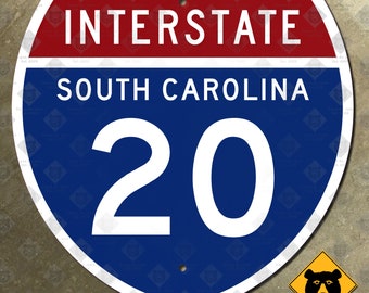 South Carolina interstate route 20 highway marker road sign 1957 Columbia