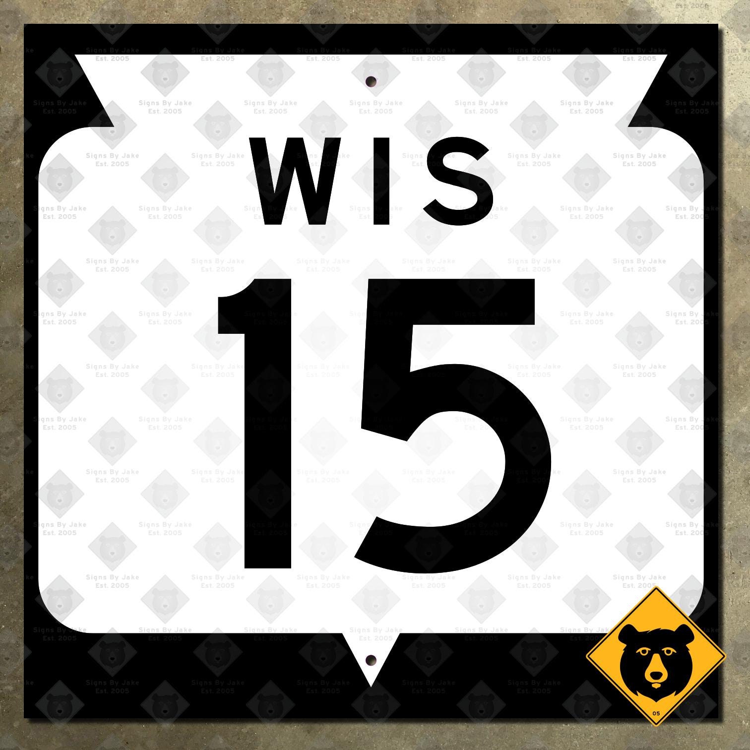 Wisconsin state route 15 highway marker road sign map Appleton Greenville New London