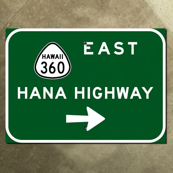 Hawaii Hana Highway route 360 guide sign 1965 Maui Kahului 36