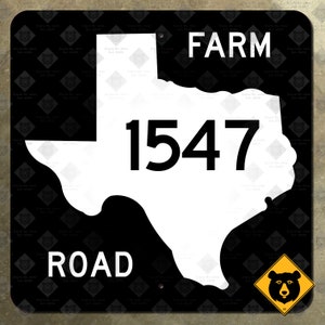 Texas Farm to Market Route 1547 State Autobahn Marker Straßenschild Karte 1965