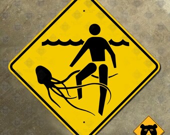 Australia Queensland jellyfish warning highway road sign beach ocean