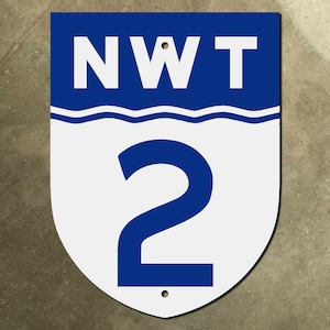 Northwest Territories NWT highway 2 route marker road sign Canada 1950s